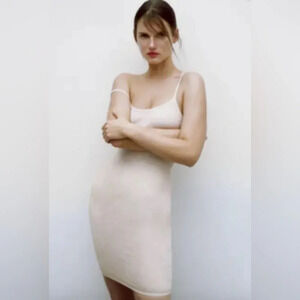 Zara Dress Womens XS Small Seamless Terry Cloth Bodycon Sleeveless Contour Slip